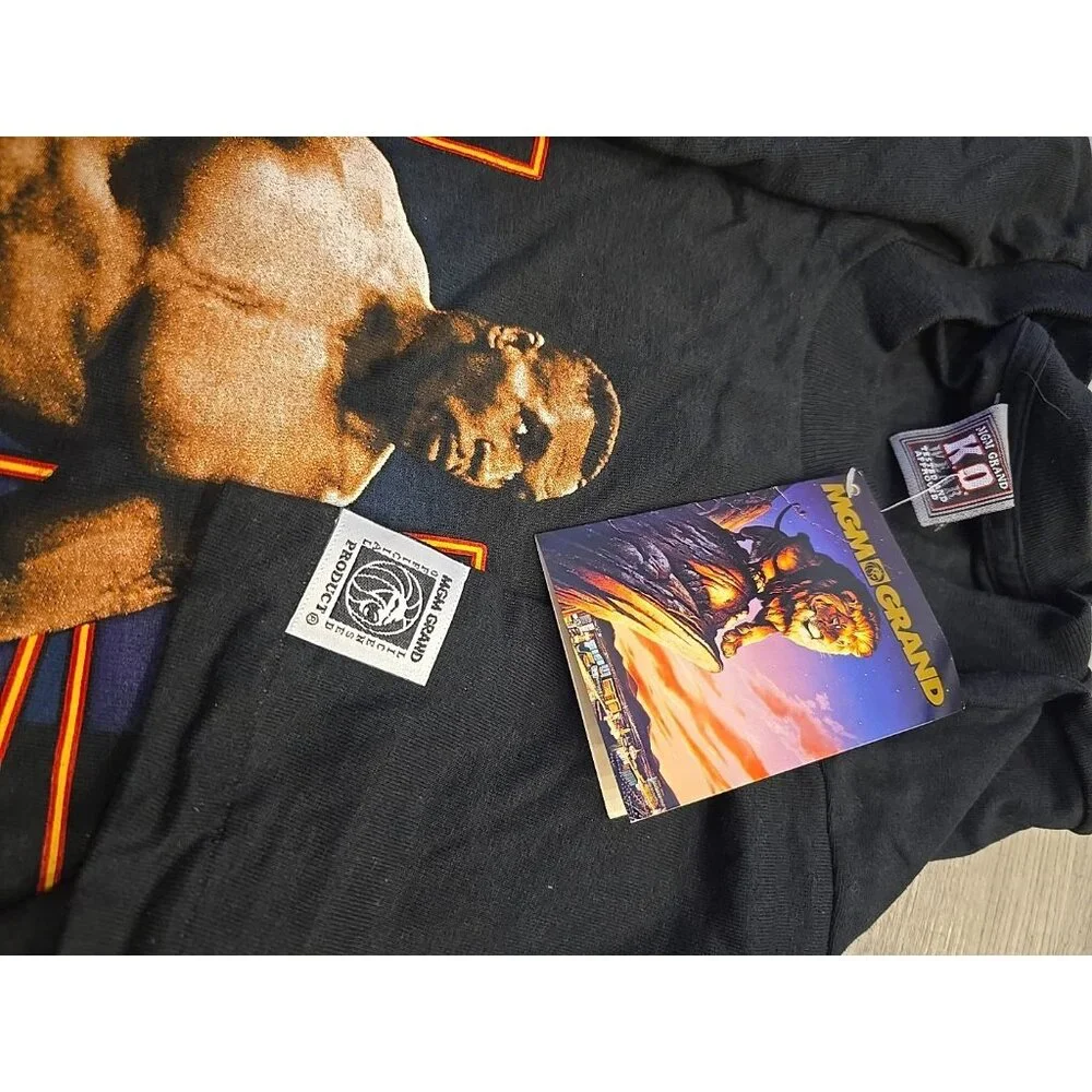 Deadstock 90s mike tyson mathis boxing t-shirt 1995 MGM Single Stitch Black 3XL - Picture 9 of 9